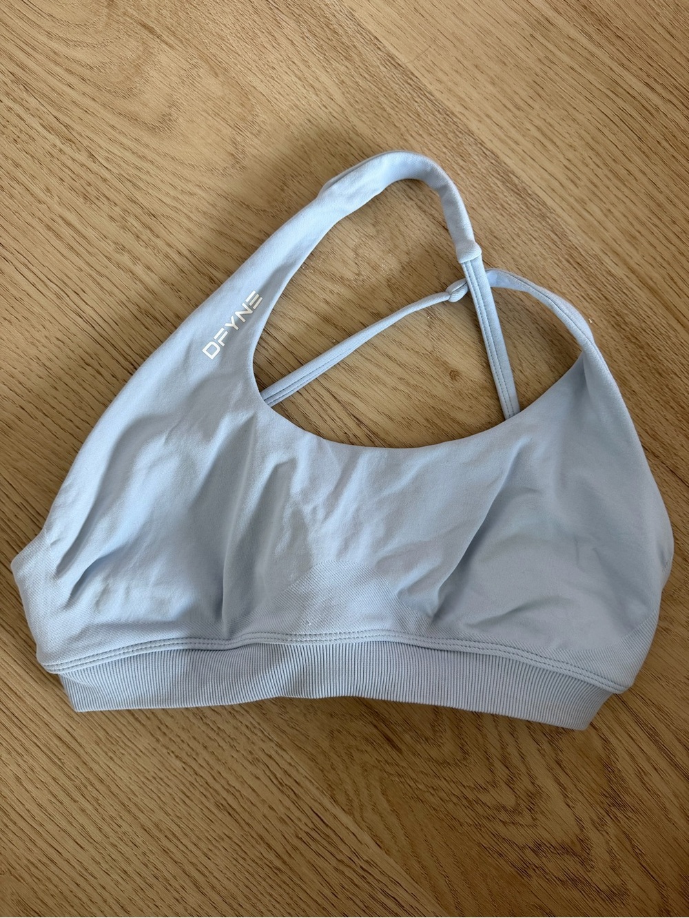 Light Blue One-Shoulder Cutout Sports Bra - Women - Picture 3 of 3